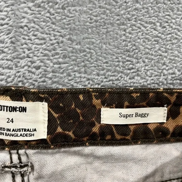 Cotton:On Jeans 24 Super Baggy Carpenter Leopard Flare‎ Y2K Skater NWT
